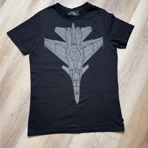 Philipp Plein Black Air Force Graphic T-Shirt - Size L (Runs Small)